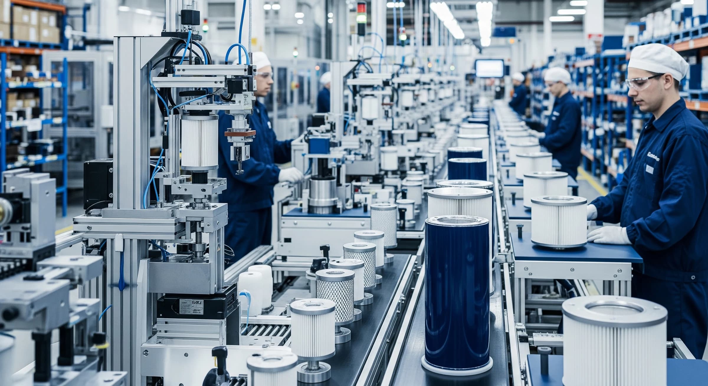 製造ラインで検査される交換用エレメント